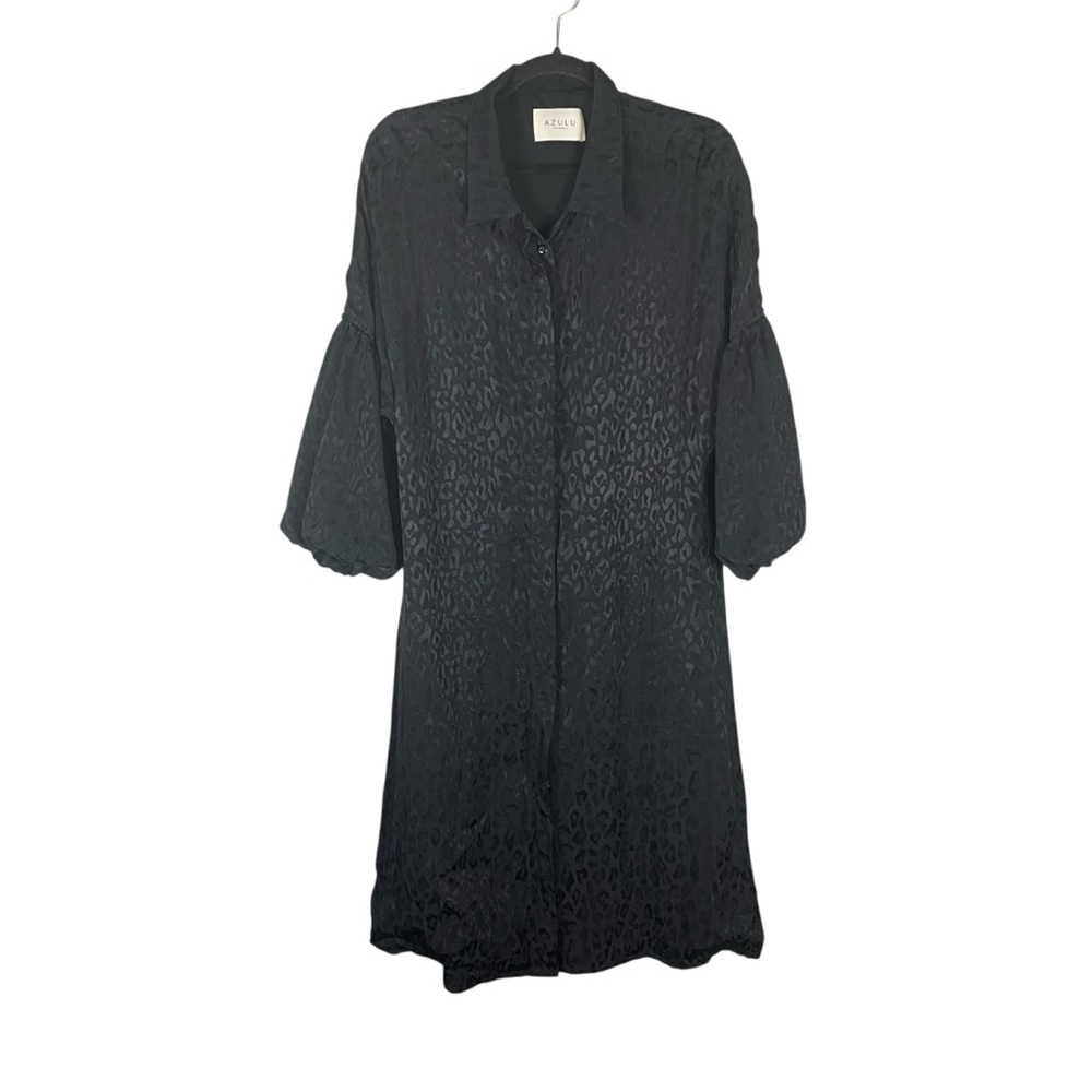 AZULU Black Jacquard Animal Print Button-Front Dress Size 4